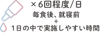 点眼×6回程度/日 毎食後、就寝前+1日の中で実施しやすい時間